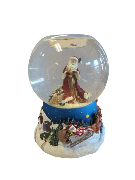 PartyLite Father Christmas Tealight Globe - Santa Claus Ornament with Reindeer Sleigh, Collectible Holiday Decoration