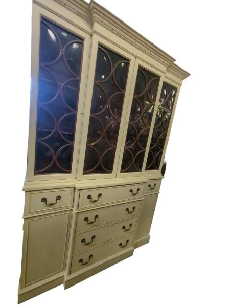 Factory Painted Breakfront China Cabinet with Butler's Desk