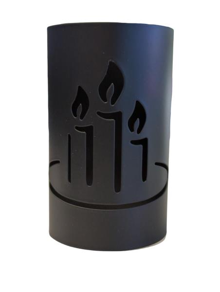 PartyLite P8300C Black Metal Candle Holder with Three Candle Cutouts Made in Taiwan