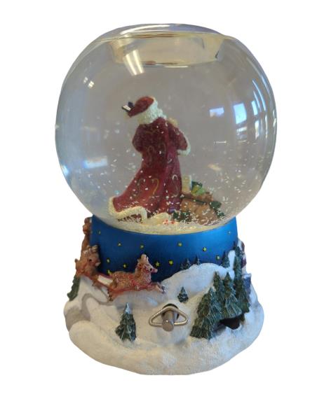 PartyLite Father Christmas Tealight Globe - Santa Claus Ornament with Reindeer Sleigh, Collectible Holiday Decoration