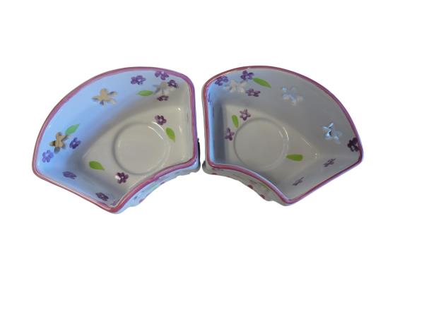 PartyLite Ceramic Candle Holders - Lilac Meadows Tealight Holders, Exclusive P7333