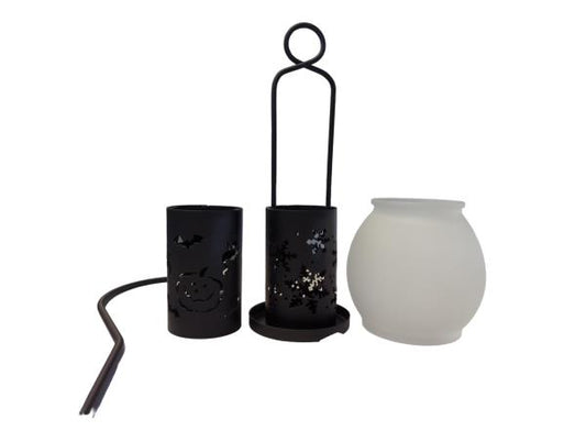 PartyLite Change-O-Lantern™ Black Candle Holder Set with Carved Pumpkins, Bats, and Snowflakes