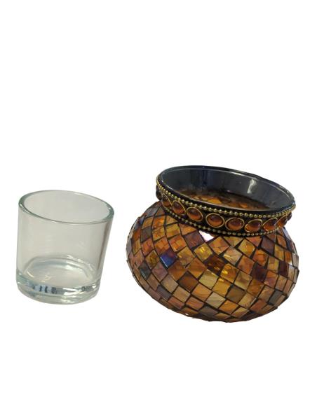 Partylite Global Fusion Mosaic Votive Holder - Multicolor Ethnic Design Candle Holder