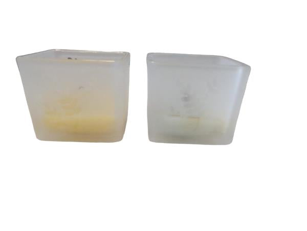 PartyLite P7235 Square Pair Votive Candle Holders with Leaf Design