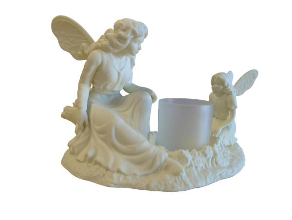 PartyLite Ariana Fairy Bisque Porcelain Candle Holder with Angel Design