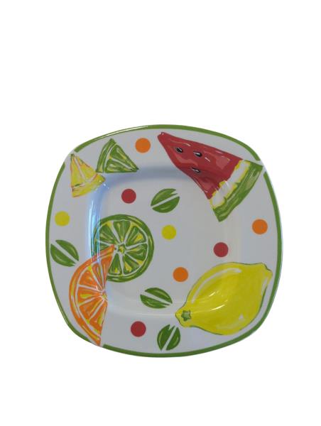 PartyLite P9276 Summer Fest Ceramic Plate with Fruit Design