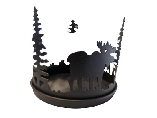 Artistic Wildlife Silhouette Candle Holder with Deer and Moose Design