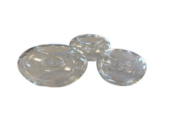 Partylite Bubble Floaters Clear Glass Candle Holders - Set of 3 Elegant Floating Candles