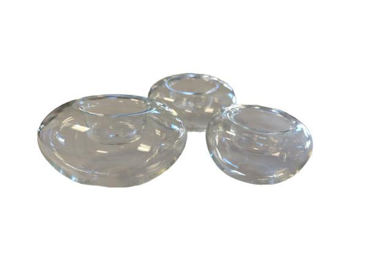 Partylite Bubble Floaters Clear Glass Candle Holders - Set of 3 Elegant Floating Candles