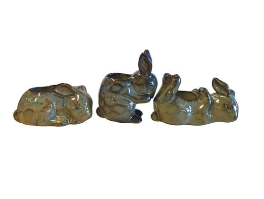 BABY BUNNY Tealight Holders Trio - Ceramic Rabbit Candle Holders