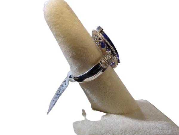 Orianne PT950 Platinum Marquise Tanzanite and Round Diamond Ring with GIA Certification