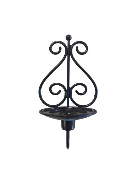 Partylite Scroll Taper Sconce - Black Metal Candle Holder with Swirls