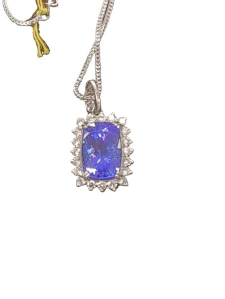 Orianne Platinum 8.85ct Tanzanite and 1.06ct Diamond Pendant Necklace with Chain