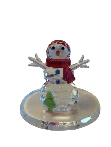 PartyLite Sparkle Lite™ Crystal Snowman Figurine with Tree Design - Home Décor Accent