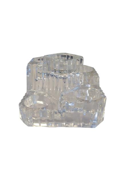 PartyLite Faceted Crystal Castle Candle Holder - Handcrafted 24% Lead Crystal Unique Design