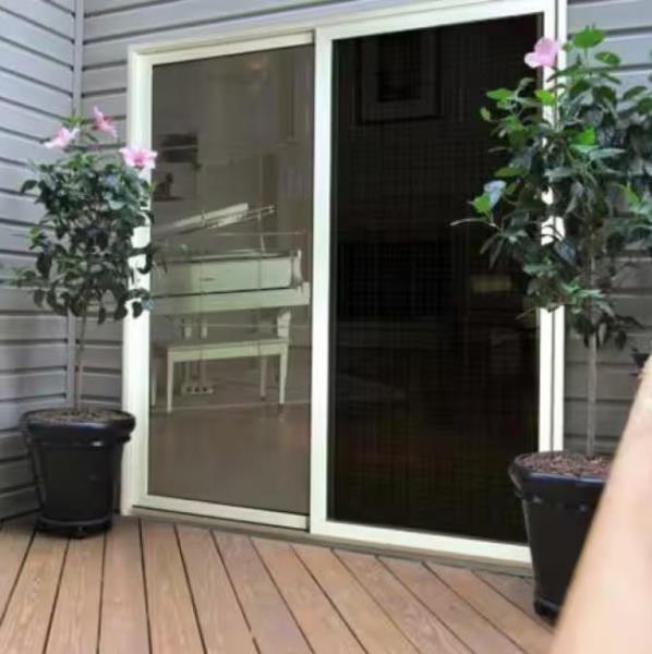 Patio Screen Door, 36 in W, Sliding Screen, Aluminum, White