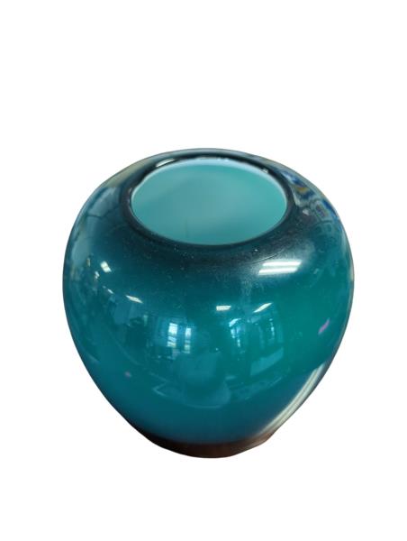 Teal and Black Ceramic Round Vase