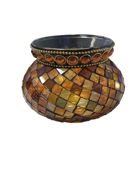 Partylite Global Fusion Mosaic Votive Holder - Multicolor Ethnic Design Candle Holder