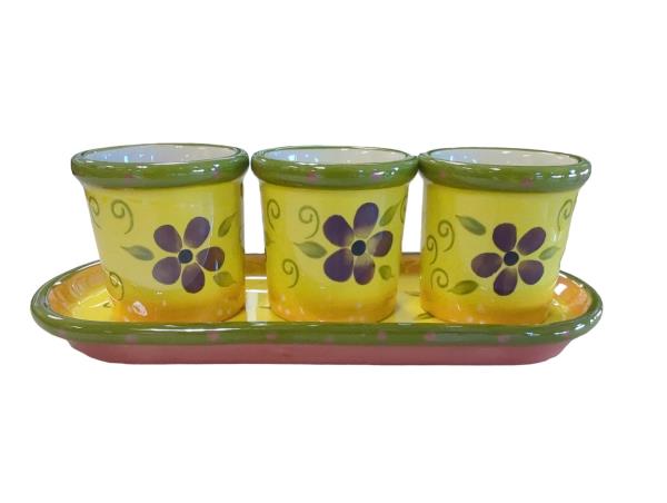 Partylite Trio Violette Africaine Flower Pot Set with Candle Holder