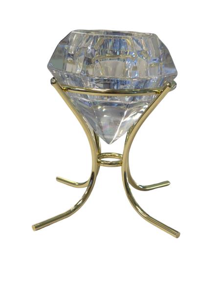 PartyLite Solitaire Crystal Candle Holder with Gold Metal Stand