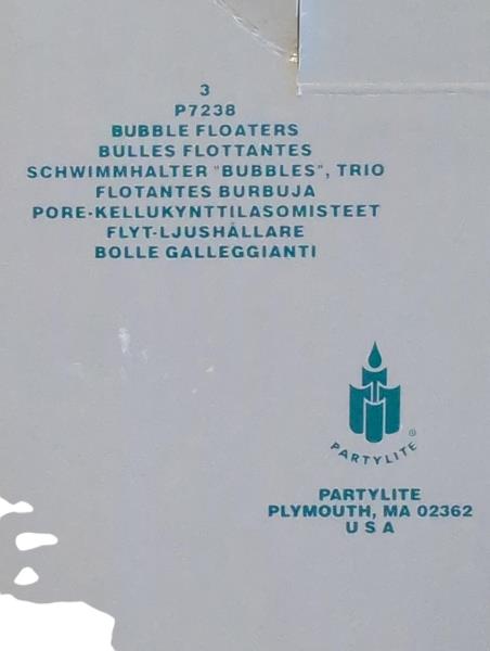 Partylite Bubble Floaters Clear Glass Candle Holders - Set of 3 Elegant Floating Candles